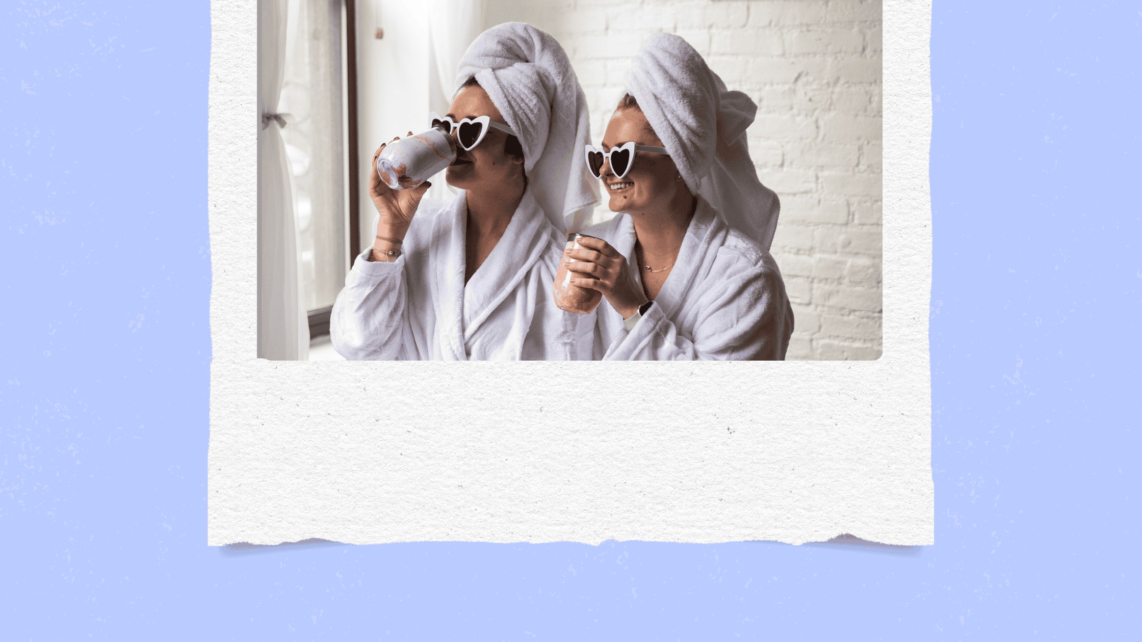 two girls with towels on their heads and robes on