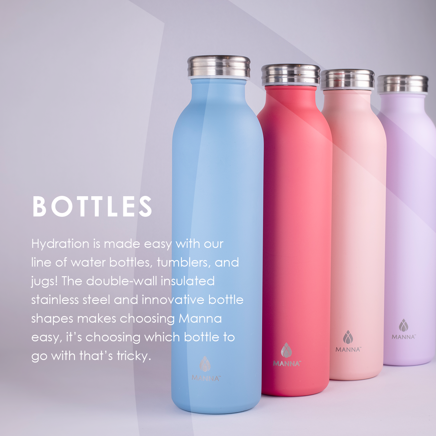 Manna Hydration - Water Bottles. Double Walled