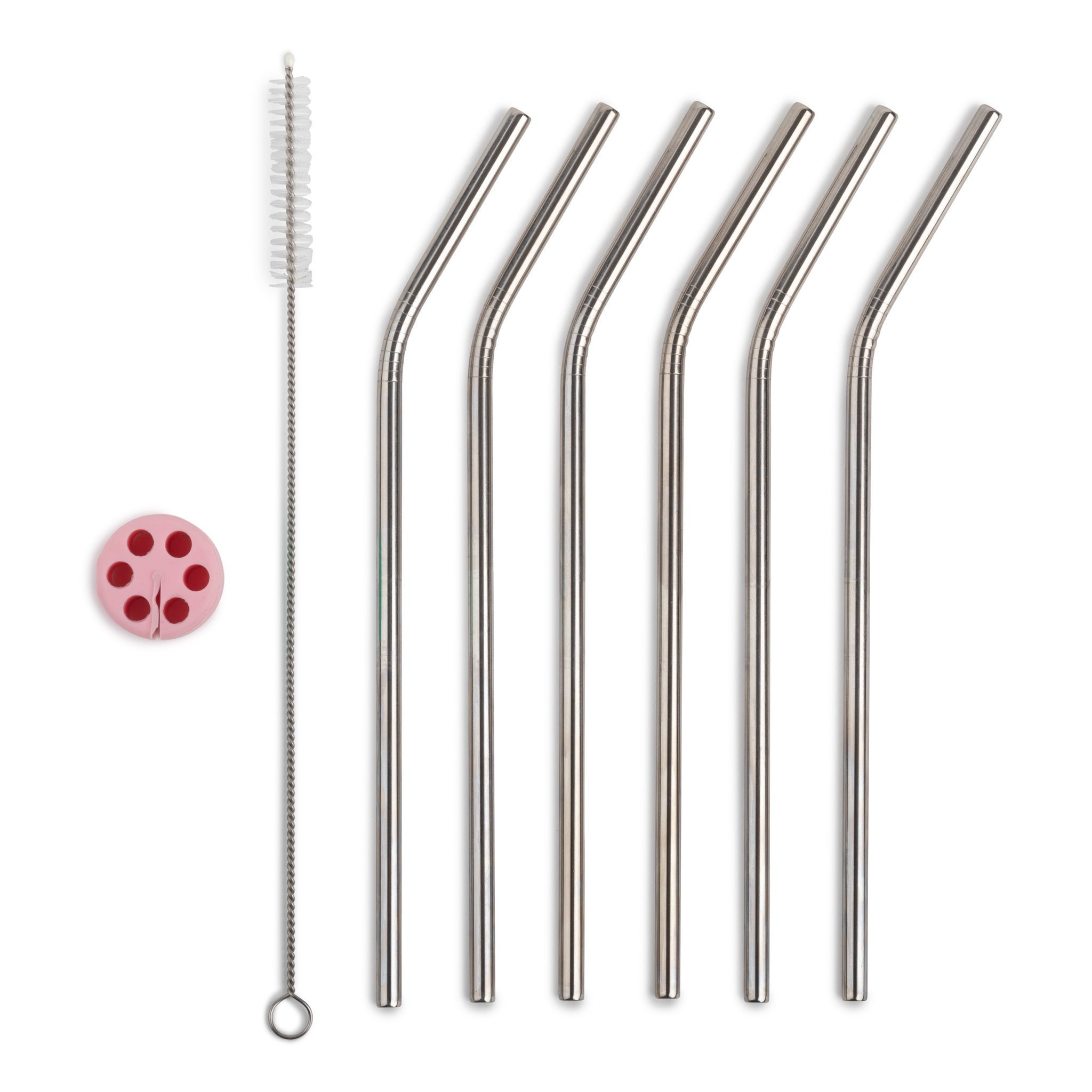 Set of 8 Stainless Steel Reusable Straws&Silicone Straw Holder
