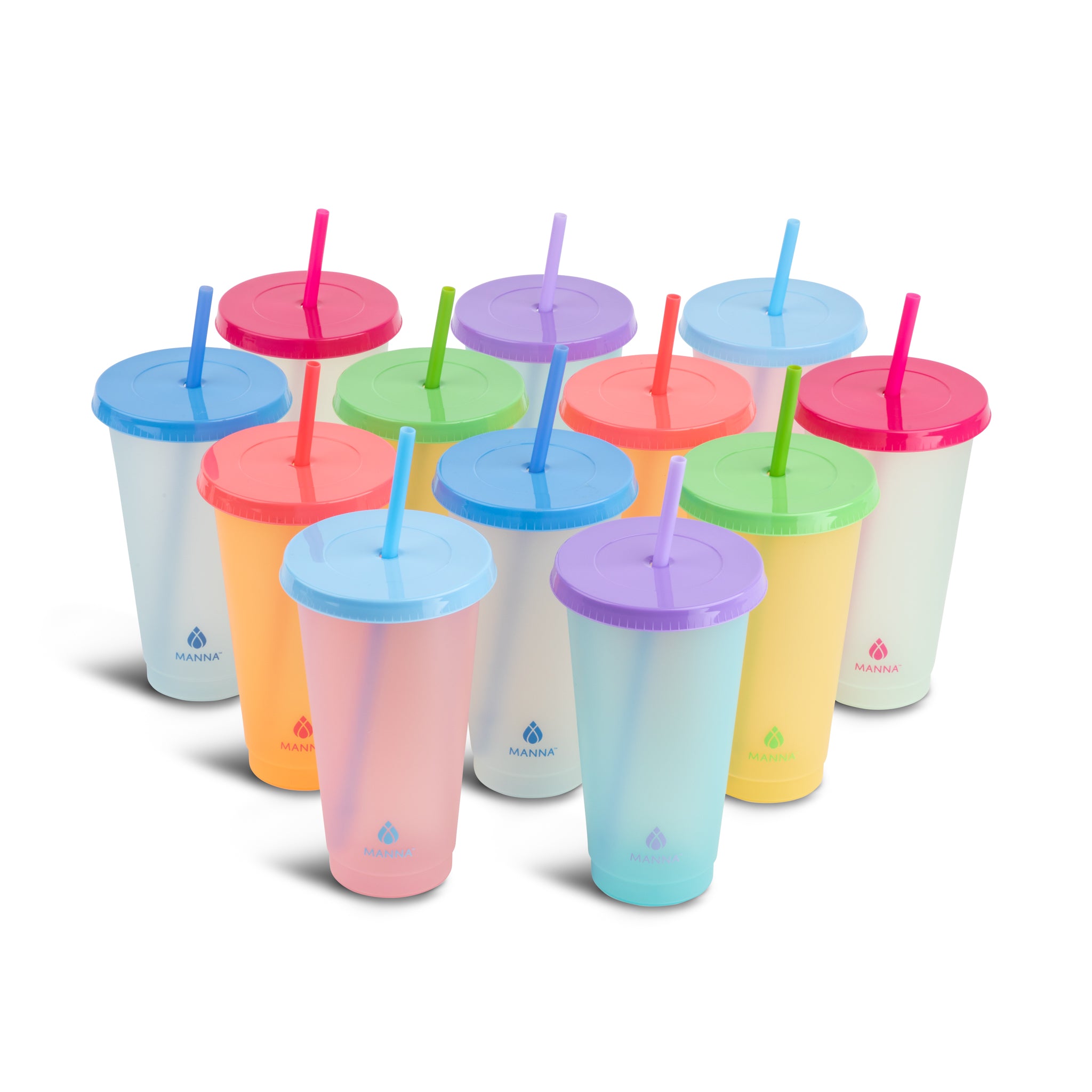 Color Changing Cups, Reusable Plastic Cups with Lids and Straws