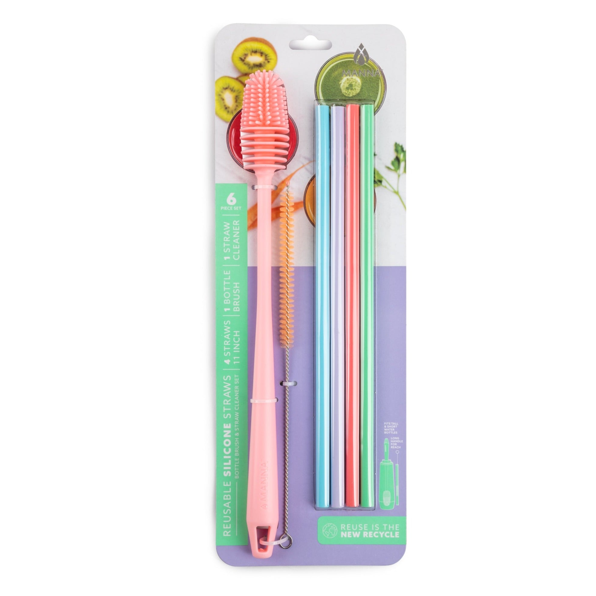 6-Piece Silicone Straw and Bottle Cleaner Set