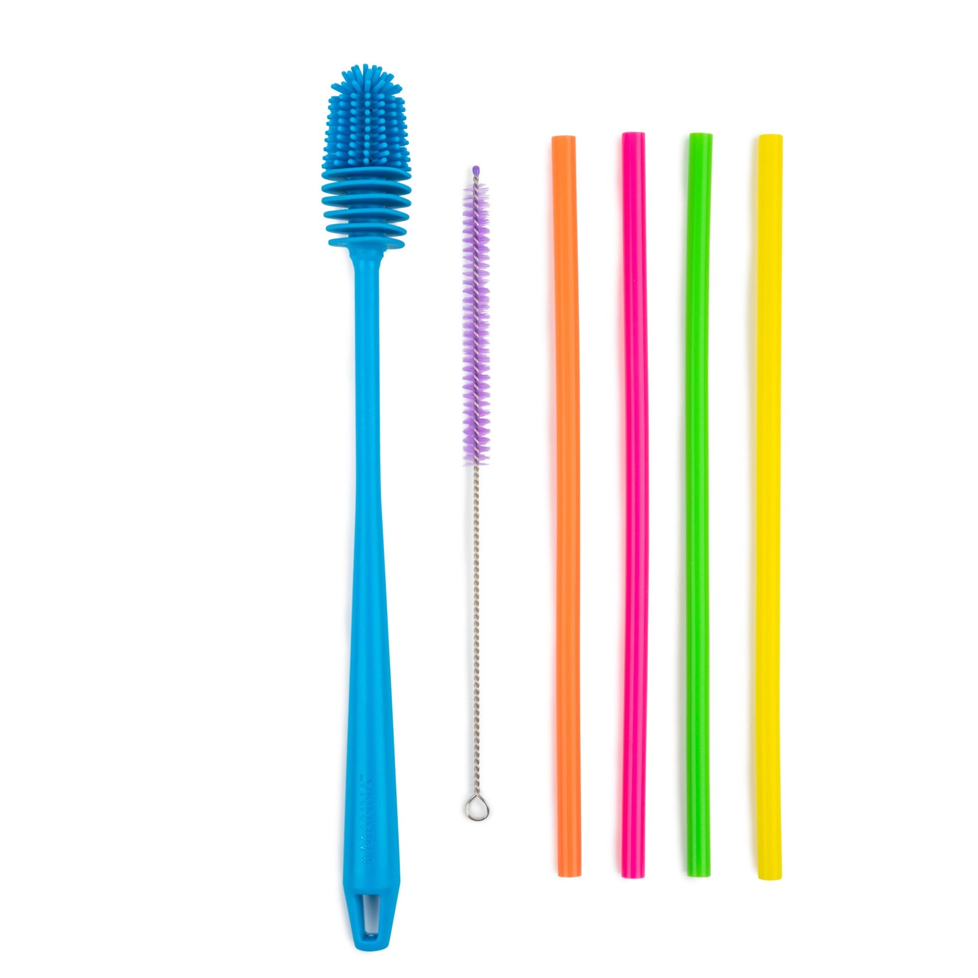 ICONIQ Re-Usable Silicone Straws with Cleaning Brush - Pack of 6 - Lar