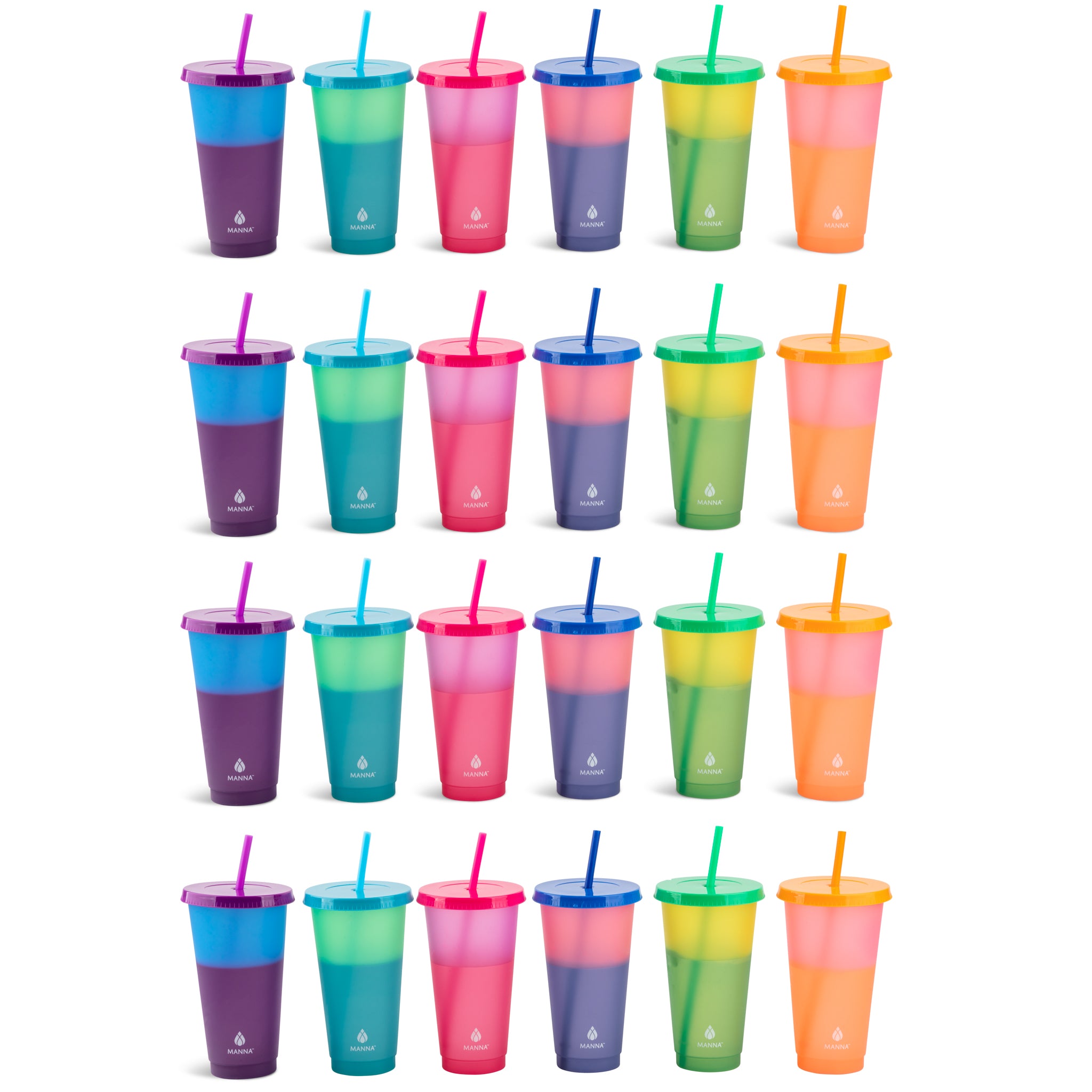 24-Piece Bright Color-Changing Cup Set – Manna Hydration