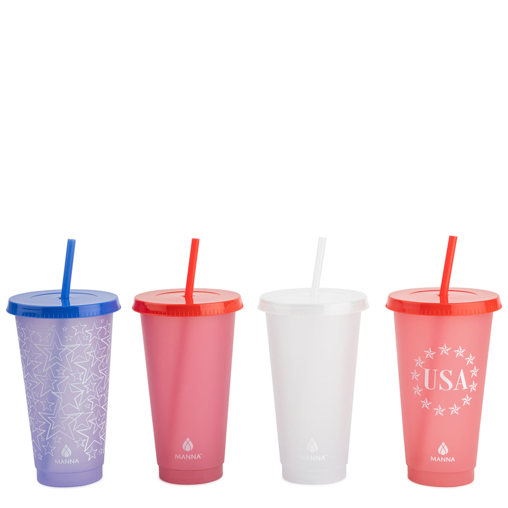 4PK 24 oz Patriotic Color Changing Cups