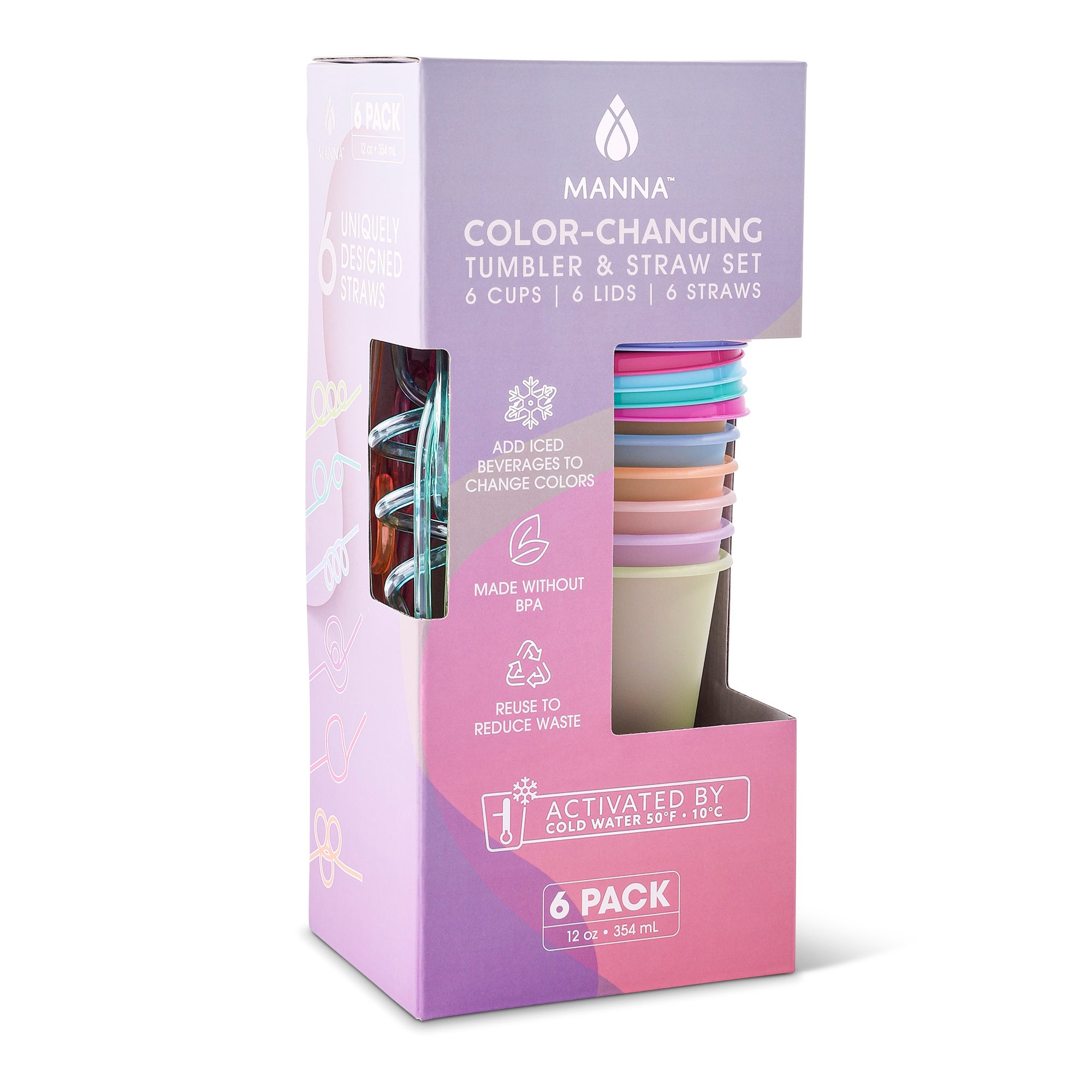 6-Piece Kid's Crazy Straws Color-Changing Cup Set