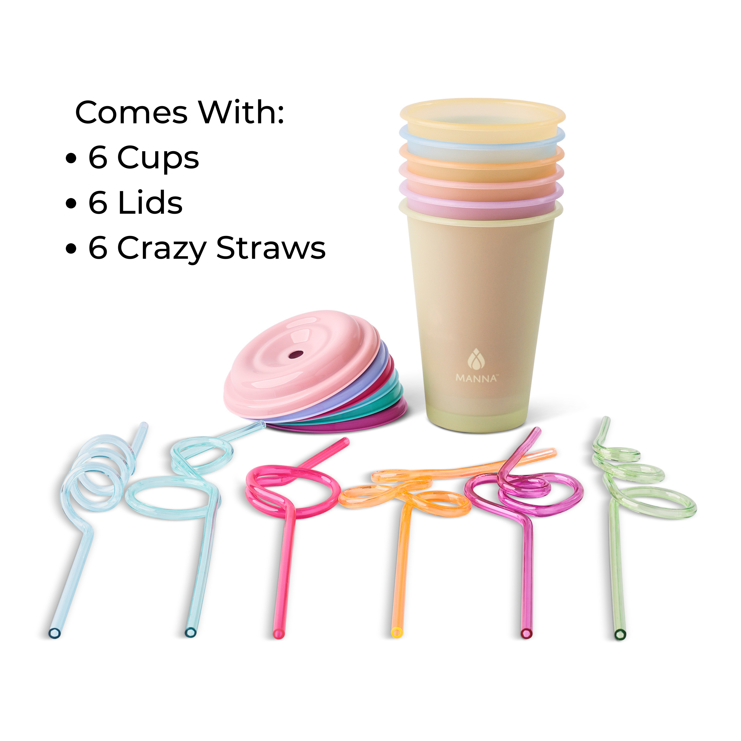 6-Piece Kid's Crazy Straws Color-Changing Cup Set