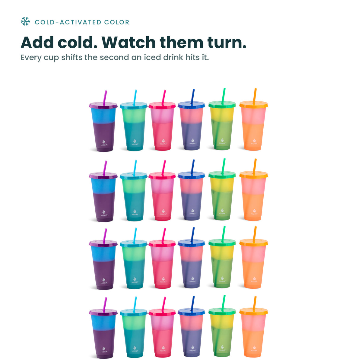 24-Piece Rainbow Color-Changing Cups