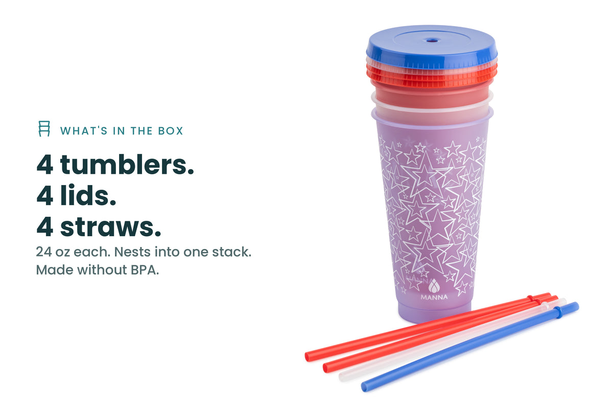 4PK 24 oz Patriotic Color Changing Cups