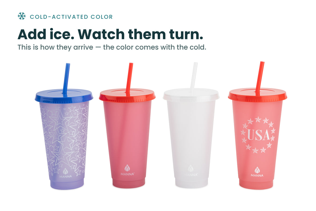 4PK 24 oz Patriotic Color Changing Cups