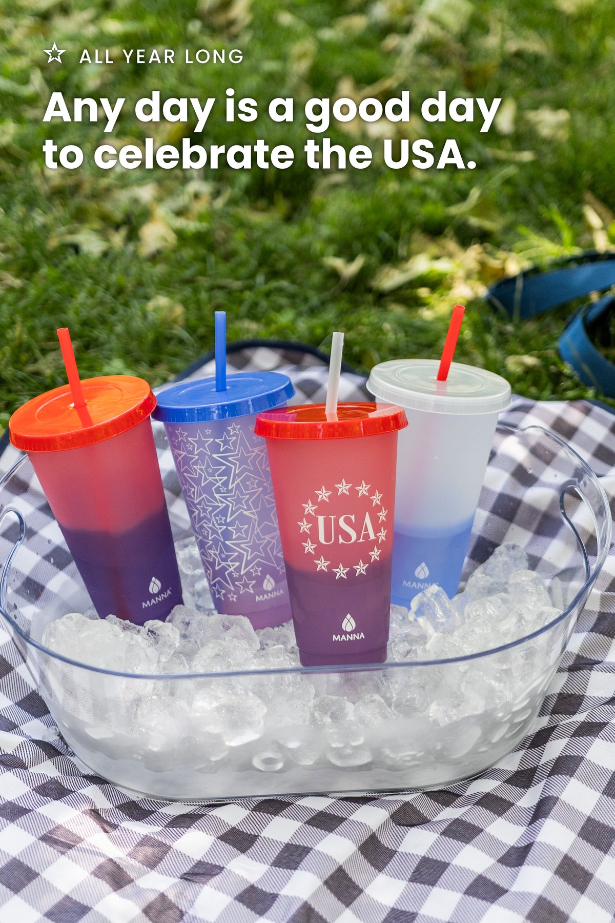 4PK 24 oz Patriotic Color Changing Cups