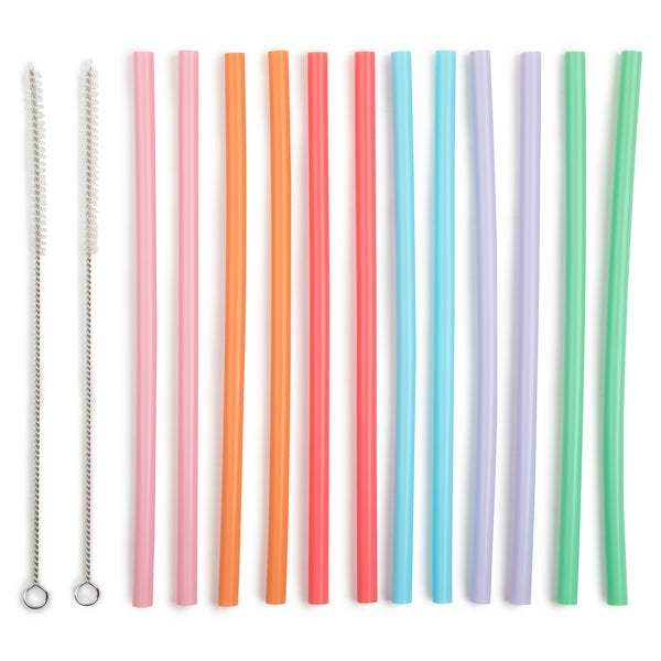14-Piece Silicone Straw & Straw Cleaner Set