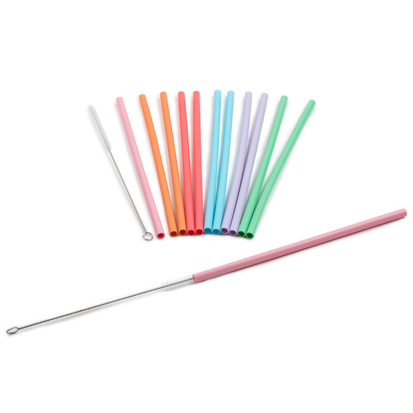Loc Straw Set 14-Piece Silicone Straw & Straw Cleaner Set