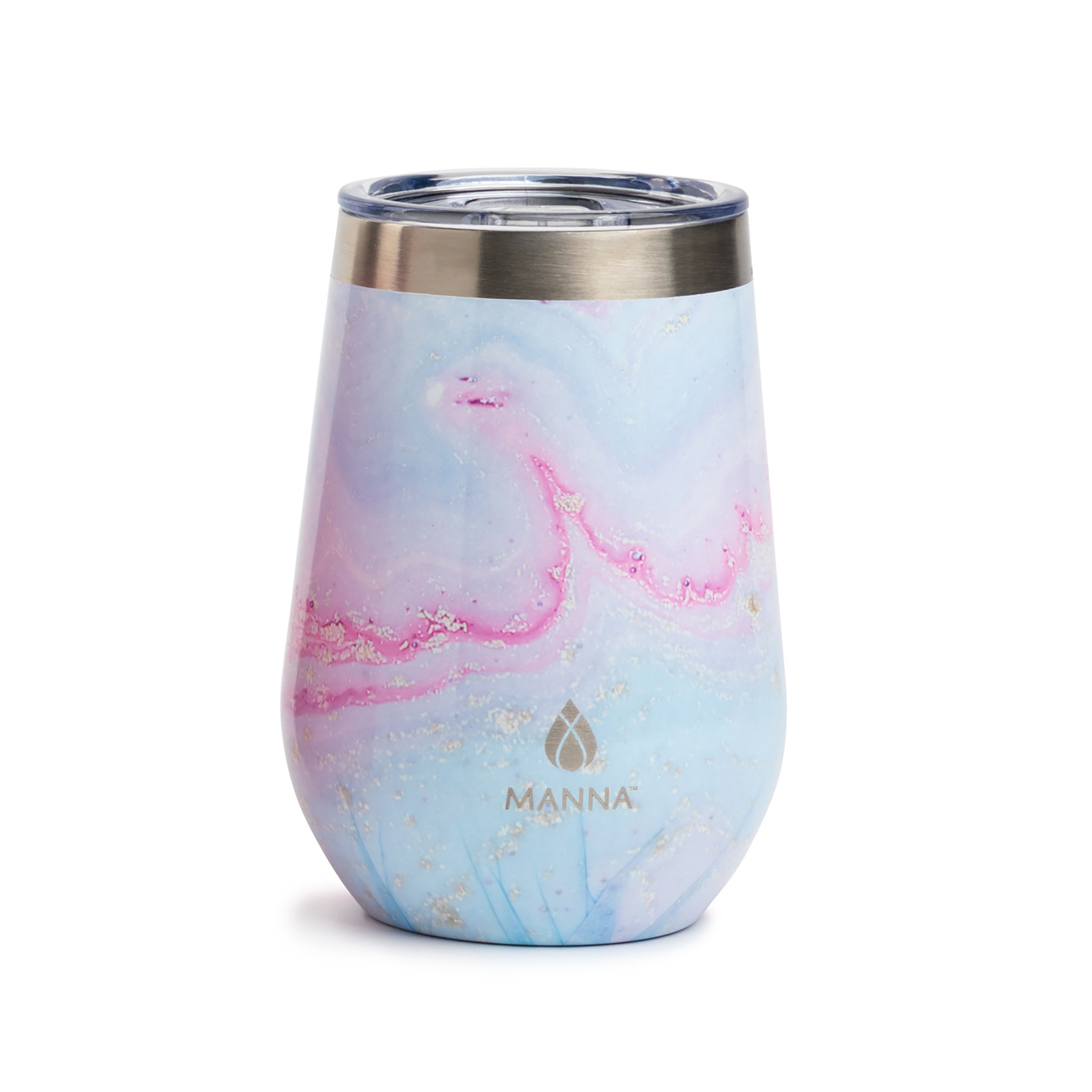 THILY 12 oz Wine Tumbler and 32 oz Water Bottle, Blue Marble