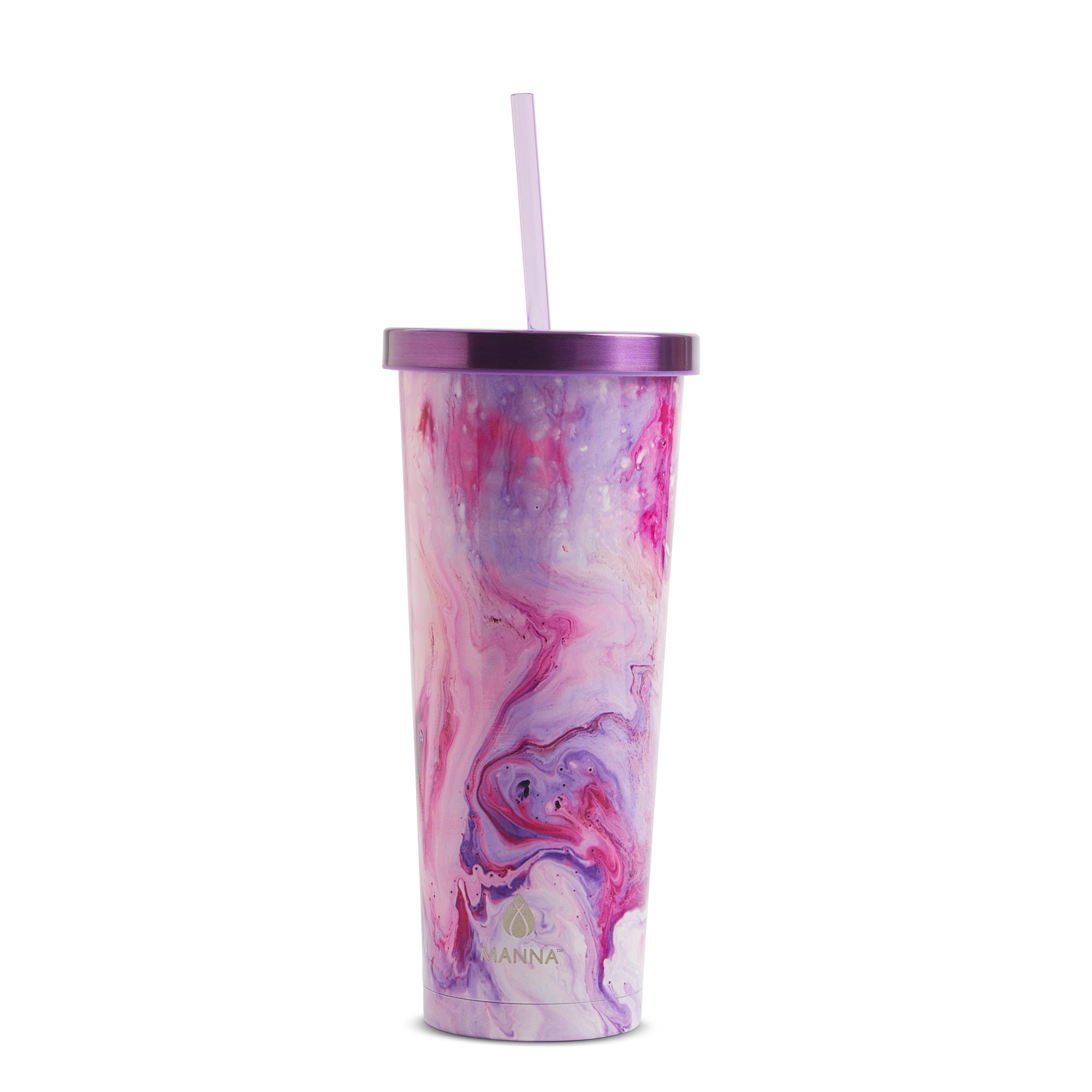 New Manna Chilly Tumbler 24oz Watercolor Flowers with Straw