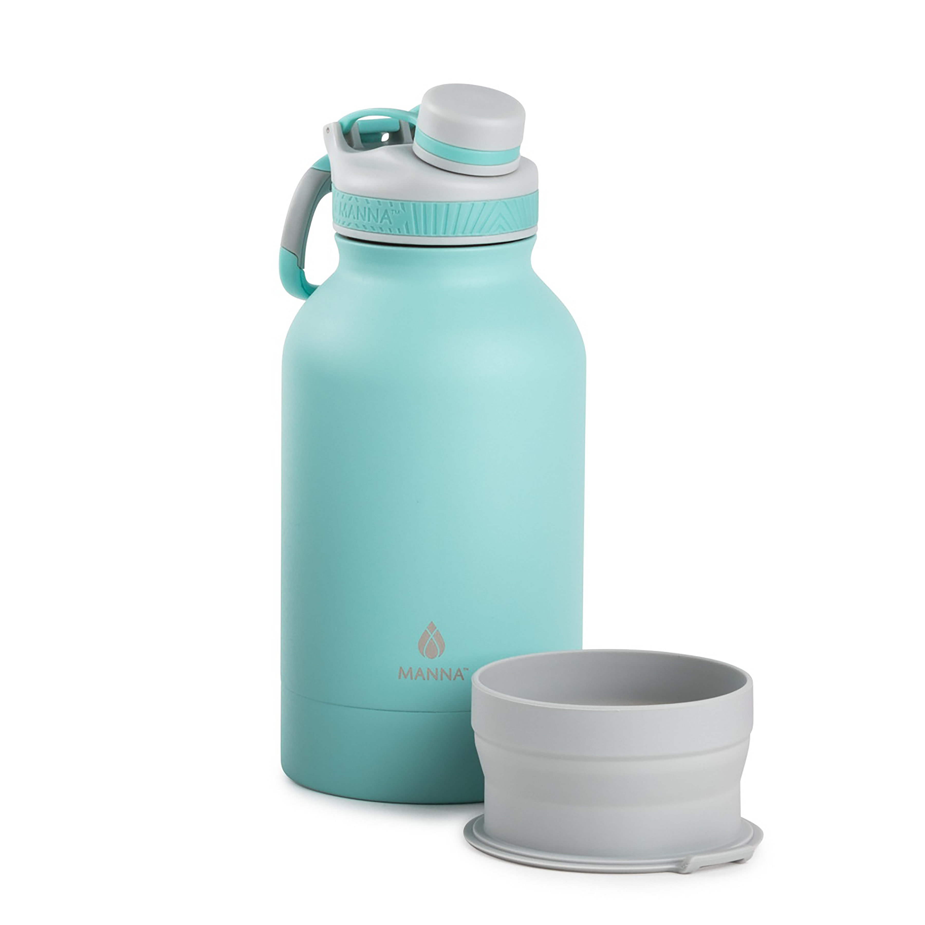 Manna Rover 46oz Insulated Water Bottle With Collapsible Silicone Pet Bowl - Mint Powder Coat