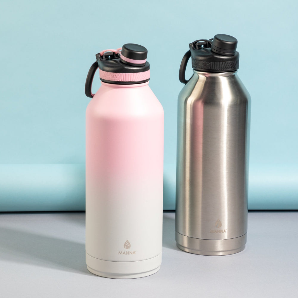 Bouteille d'eau de motivation en plastique avec couvercle antifuite Manna  Ombre, rose, 3,7 l