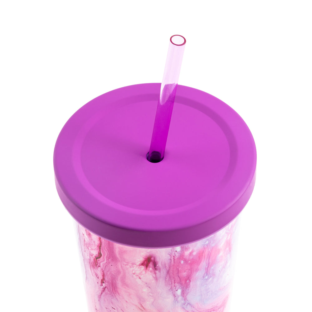S|M Pink Mauve Me Water Bottle Tumbler with Straw Sipper Lid 28oz