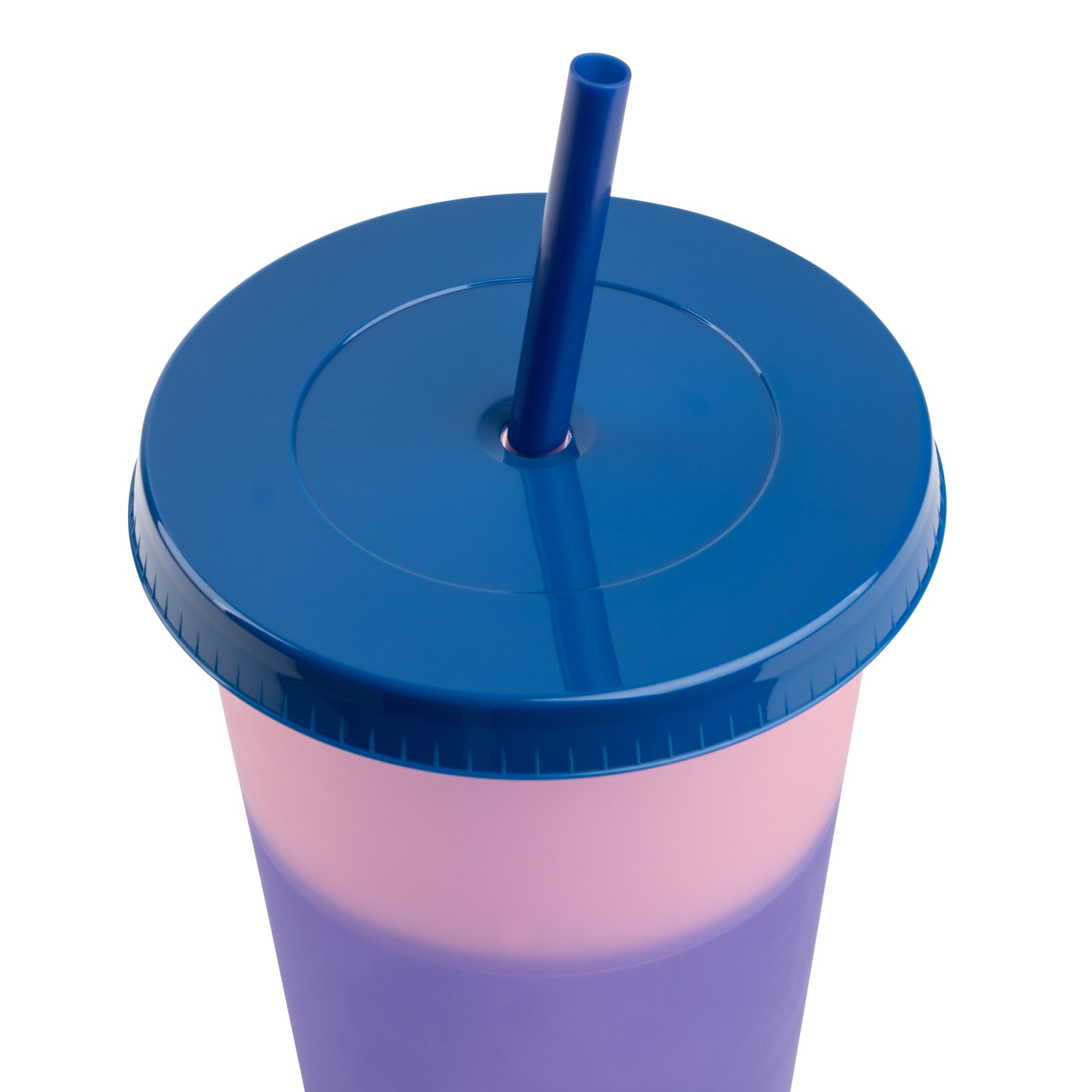 SET OF 8 PLASTIC TAL COLOR CHANGING CUPS / TMBLERS WITH LIDS & STRAWS / 24  OZ